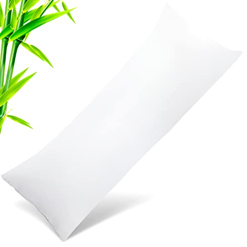 Image of Bamboo Pillow Cases Body Size, White Cooling Pillowcases with Zipper Closure, Cool & Breathable Pillow Case for Hot Sleepers and Night Sweats, 20 inch x 54 inch