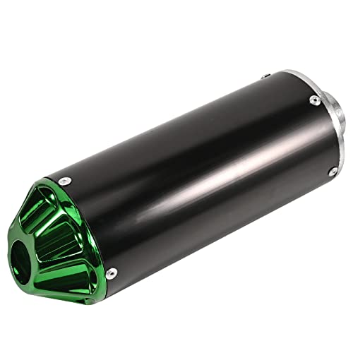 Trkimal Motorrad Auspuff Schalldämpfer 28mm Universal Motorrad Edelstahl Schalldämpfer Hinten Auspuffrohr mit Klemmdichtung für 50cc 70cc 90cc 110cc 125cc ATV Dirt Pit Quad Bike Motocross (Grün)