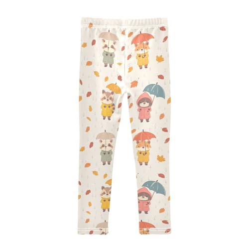 Girls Leggings Cute Animals in Raincoats with Umbrellas Toddler Girls Clothes Leggings for Girls Toddler Girls Leggings 3-4T2