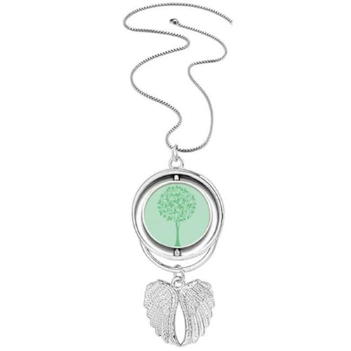 Pendentif rond vert arbre fleur ailes d'ange le cadeau poétique idéal