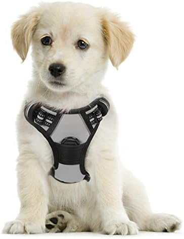rabbitgoo No Pull Dog Harness Medium, Front Clip Pet Vest Harness with Handle Adjustable Dog Padded Harness Reflective Mesh Lightweight Dog Harness for Outdoor Training Walking Black