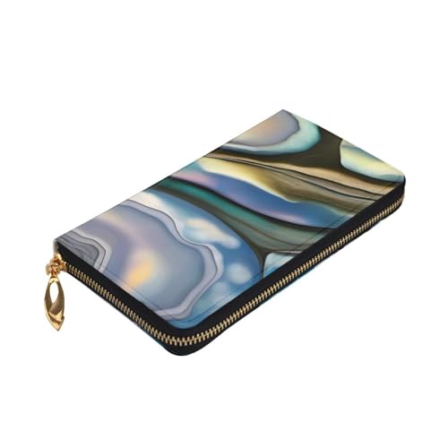 Abalone Nacre Prints Leather Long Clutch Wallet for Fashionable Girls and Women - Durable, Stylish, and Functional, Black, One Size3