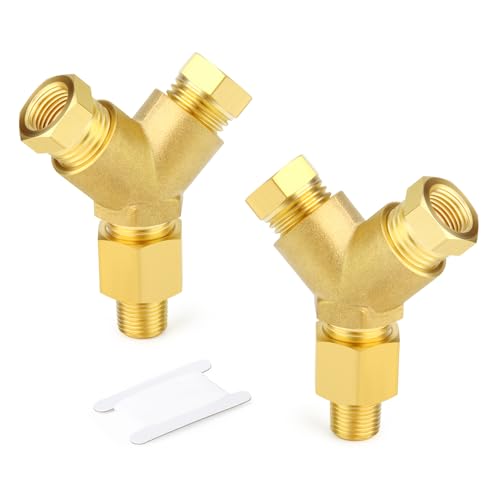 Image of GASHER 2PCS Brass Pipe Fitting Male Branch Tee Y Adapter 1 /8 inch NPT Female x 1 /8 inch NPT Female x 1 /8 inch NPT Male