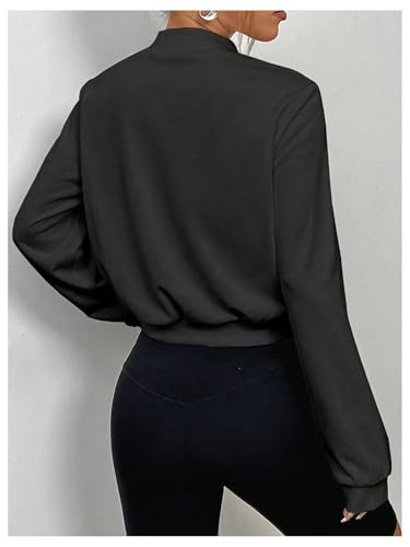 SweatyRocks Women's Lightweight Jackets Casual Basic Zip Up Cropped Bomber Jacket2