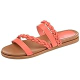 Journee Collection Womens Colette Slide Flat Sandals - Size: 8.5 - Coral