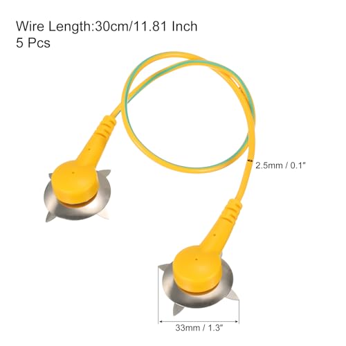 Image of MECCANIXITY ESD Grounding Cable Cord with Paw 30cm /11.81 Inch Long,Anti-Static Ground Wire Cable Clip for Eliminate Conductor Electrostatic, Pack of 5(Yellow,Green)