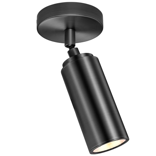 Matte Black Ceiling Spotlight, Hardwired LED Ceiling Spot Light Indoor, Flush Mounted Monopoint Ceiling Light, Modern Directional Spot Lights, Adjustable Spotlight Fixtures