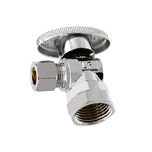 AIRISIN 1/4 Quarter Turn Brass Angle Stop Valve 1/2 FIP In x 3/8 COMP Out Water Shut Off Valve for Water Sink/Bathroom/Toilet/Kitchen (1-Pack)