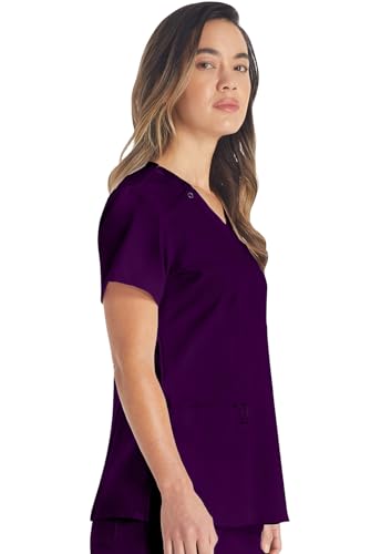 Dickies EDS Essentials Scrubs, V-Neck Womens Tops with Four-Way Stretch and Moisture Wicking DK615, M, Eggplant - image 6