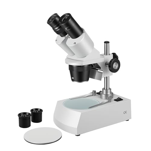 ZTEEERS Stereo MicroscopeBinocular Microscope WF10x and WF20x Eyepieces 10X-80X Magnification Upper and Lower LED Light Source Pillar Stand 120V Power Supply and Lithium Battery