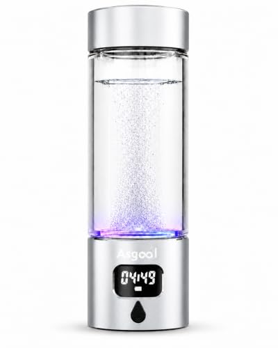 Image of Hydrogen Water Bottle - Portable, Rechargeable, LED Timer, Aluminum and Glass, 8000 PPB Hydrogen in 10 Minutes, 340ml Capacity, for Husband, Friend & Family, for Travel, Sports, Home, Office(Silver)