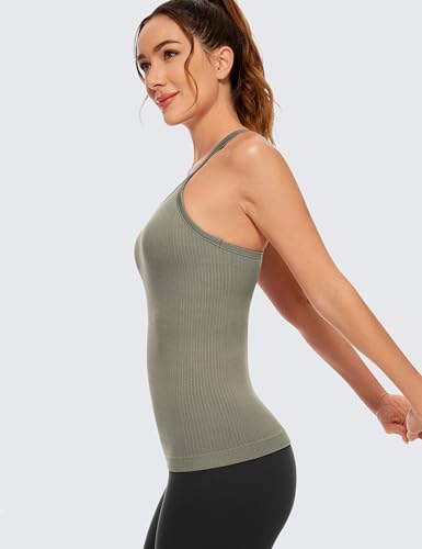 Image of CRZ YOGA Seamless Rib Scoop Neck Tank Tops