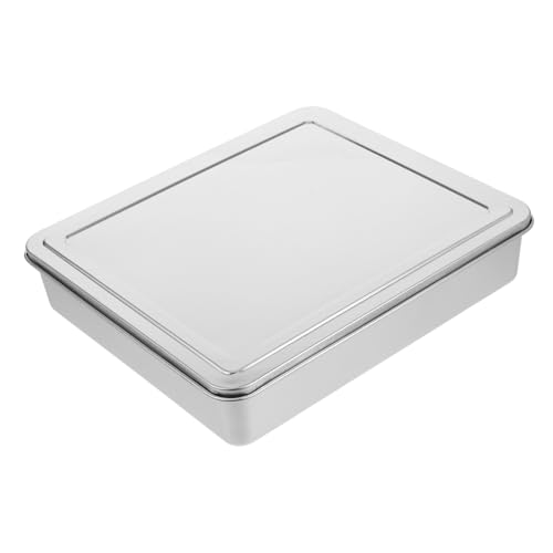 OKUMEYR Molde Rectangular Para Pasteles Con Tapa Apto Para Horno De Metal Para Tartas De Queso Brownies Cazuelas Galletas Pescado Y Verduras Para Uso Doméstico Y Comercial Color Plateado