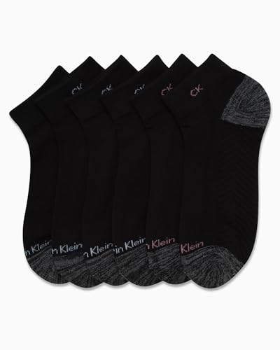 Image of Calvin Klein Womens Quarter Socks - 6 Pack Athletic Performance Cushioned Ankle Socks for Women for Running and Workout