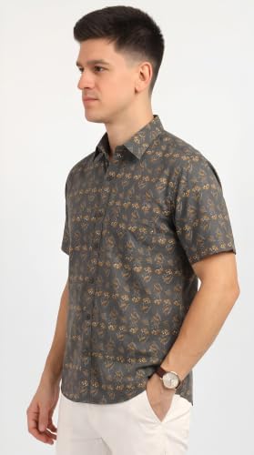 Image of BLOCKS OF INDIA Cotton Hand Block Print Half Sleeves Summer Shirt for Men