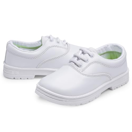Image of DOCTOR EXTRA SOFT Unisex-Child Kids Boys Black & White Uniform School Shoes with Laces| Memory Foam Cushion & Anti-Bacterial Technology| Lightweight| Comfortable| Durable & Anti-Skid Lacing D-3002