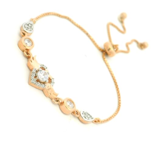 Image of 925 Sterling Silver Adjustable Heart Bracelet for Women, Romantic Charm Jewelry Gift with Elegant Rose Gold Halo Wings Design