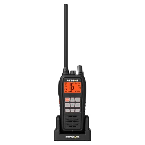 Retevis RM15 VHF Seefunkgerät, Marine Walkie Talkie IP68, 2000 mAh Akku, Schwimmend, Vibration, 88 Kanäle, VHF Marine Radio Handfunkgerät mit Lautsprecher für Bootfahren(1 Stück)