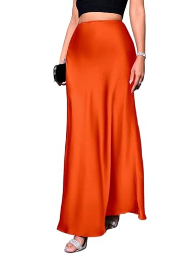 Elegant Solid Color Zipper Satin Long Skirt 2025 Fashion Skirts for Women
