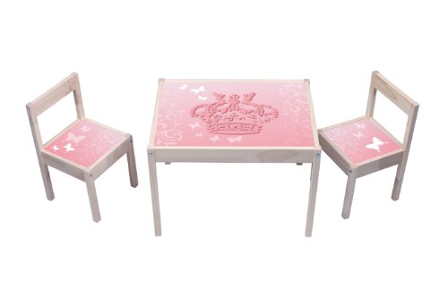 STIKKIPIX Pink Princesse Papillons Autocollants Meubles - KA08 - idéal pour la Table et Les 2 chaises Enfant LÄTT d’IKEA - Autocollants décoratifs (Meubles Non Inclus) Cover