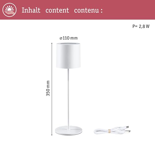 Paulmann Tuni Lampada Da Tavolo Led, Bianco, Plastica, IP44 - 5