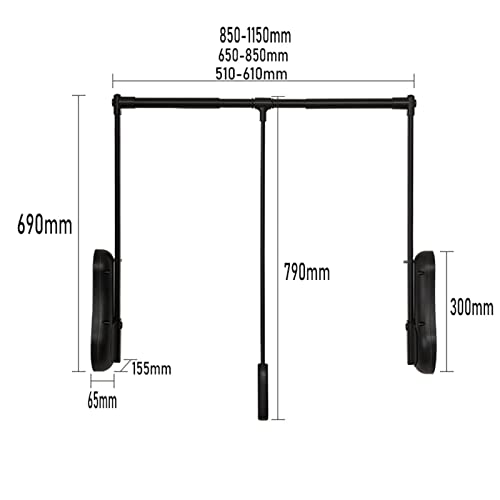 Pull Down Closet Rod,Adjustable Width,Softly Close The Closet Rail,Lift Storage System,Closet Hanger Rod For Hanging Clothes(650~850Mm) #TOP1