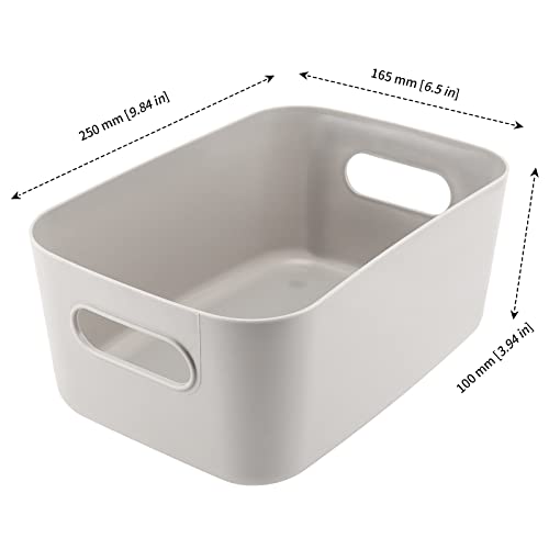 MUKCHAP 8 Pack Grey Plastic Cupboard Storage Boxes, 25 x 16.5 x 10cm Plastic Storage Baskets with Handle - Image 2
