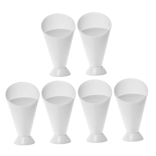 COLLBATH 6pcs French Fries Salad Cup Pp Salad Cup Western Dipping Cup French Fry Holder Cone Cup with Dip Holder Dipping Cups Fry Stand Dip Compartment French Fries Cup Cone Dip Cup White