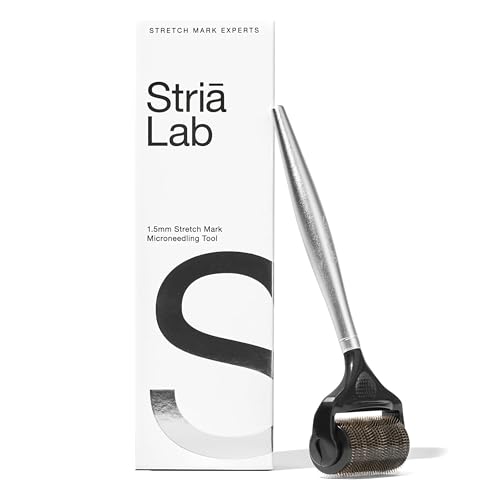 Microneedling Derma Roller for Stretch Marks Removal - 1.5mm Microneedle Dermaroller for Reduction in Scars & Stretch Marks - use with Stria Lab Stretch Marks Removal Cream - Great Pregnancy Gifts