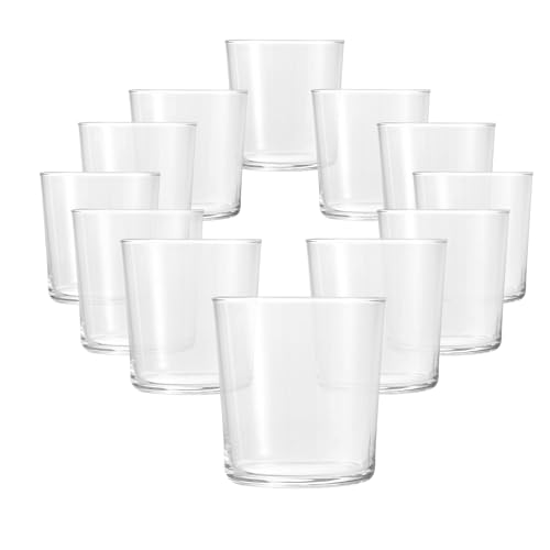 Bormioli Rocco Bodega Collection Glassware – Set Of 12 Medium 12 Ounce Drinking Glasses For Water, Beverages & Cocktails – 12oz Clear Tempered Glass Tumblers