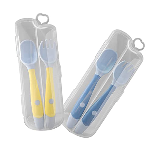 JOINPAYA 2 Juegos Spork Para Bebé Mostrada Primer Entrenamiento Cuchara Tenedor Cuchara Flexible Cuchara De Tenedor De Bebé Flexible Tenedor y Cuchara Giratorios Vajilla Green Páginas