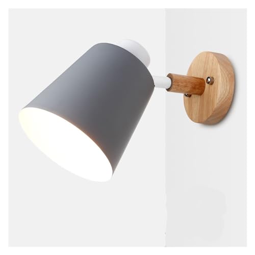 Lámpara de pared con cabezal de dirección macaron blanca y detalles de madera rosca E27 3