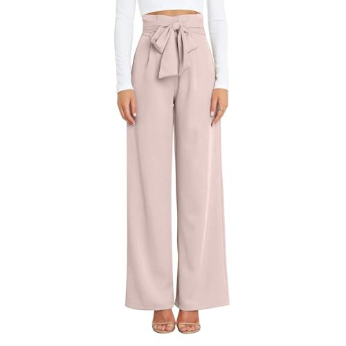 Dress Pants Women High Waisted Straight Leg Wide Leg Dress Pants Business Casual Trousers with Removable Belt Pant