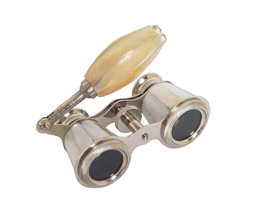 SIFAAT WORLD Opera Glasses Nickel Finish - Elegant Binoculars for Kids & Adults with Foldable Handle, Portable Theater Glasses, Vintage Small Binoculars for Concerts, Gifts for Women