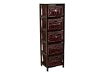 mueble baño nogal americano Viene ya montado Borras Hnos - Mueble 5 cajones Mimbre Color Nogal. (Color: Marrón Tamaño: 30x25x100)
