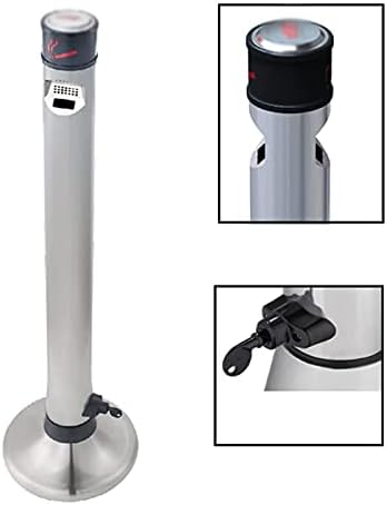 Stainless Steel Outdoor Ashtray Stand - Durable Cigarette Recycling Bin for Commercial Use, Weatherproof Smoking Receptacle, Ideal for Patios, Cafes, and Public Spaces