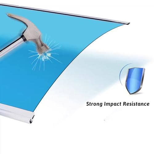 Auvent de porte en polycarbonate bleu 80x180cm avec support noir - 4