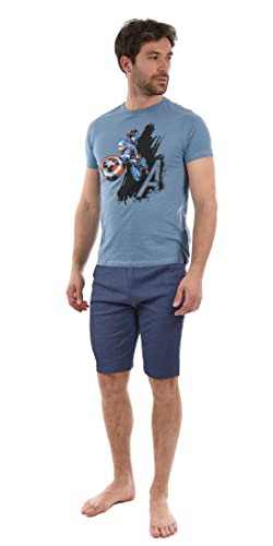 Marvel Avengers Hombre Pijama Corto (Azul,L)