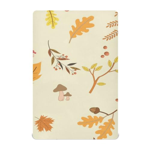 Moudou Autumn Maple Leaf Playard Sheet for Boy Girls, Soft Breathable Fitted Toddler Sheet for Standard Playard Bed Mattress, 39 x 27 x 5 Inch