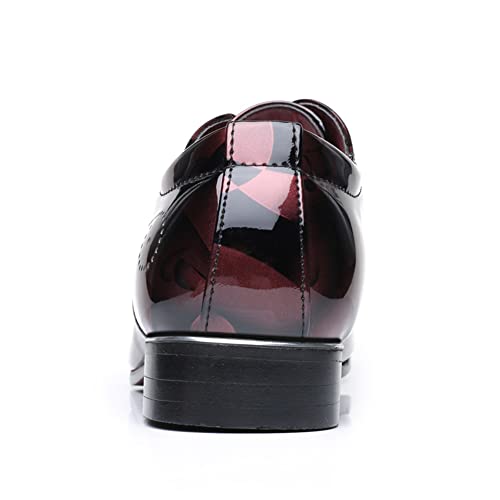 LLTMALL Men's Patent Leather Formal Dress Shoes Lace Up Pointed Toe Oxfords3