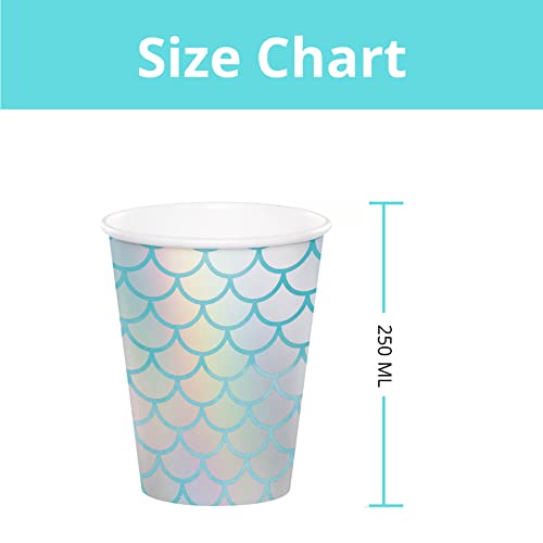 Image of Wanna Party Mermaid Theme Paper Cups 9 oz.for Mermaid Party Supplies /Underwater Party Supplies /Birthday Decorations for Girls-8 Pcs