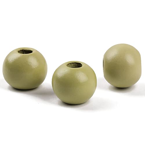 Oneyijun 50 Pcs Large Wooden Beads 20mm Natural Round Wood Beads Loose Beads