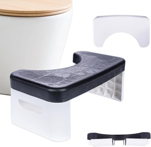 Taburete de inodoro, escalones de asistencia para inodoro, taburete de inodoro plegable, se adapta a todos los inodoros, se pliega para un fácil almacenamiento (negro)