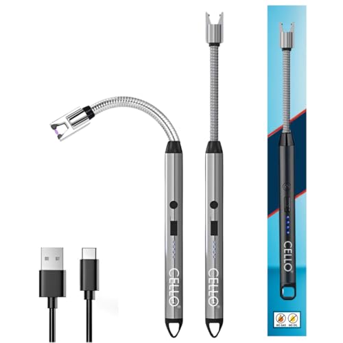 Image of Cello Rechargeable Electric Gas Lighter for Cooking Gas Stove, Kitchen, Pooja Candles & Diyas | USB Charging, Windproof, 360 Flexible Lighter - (Silver)