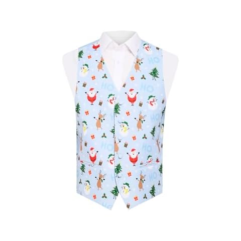 Dobell Men's Pale Blue Christmas Waistcoat Cover