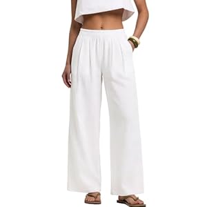 LOMON Linen Pants Women Wide Leg Pa...