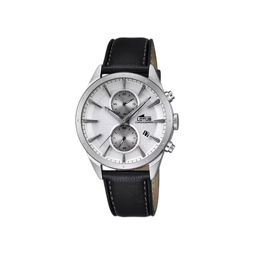 LOTUS Reloj Hombre 18313/1 Outlet Caja de Acero Inoxidable 316l Gris Plata Correa de Cuero Negro