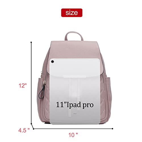 Image of KKXIU Quilted Trendy Leather Backpack Purse for Women and Ladies Shoulder Travel Daypacks Bags (Pink)
