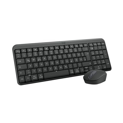 Logitech MK250 kabelloses Bluetooth-Tastatur-Maus-Set Schnelle und einfache Konnektivität, kompakte kabellose Tastatur, beidhändig bedienbare Maus, langlebiges Design – Windows/macOS - QWERTZ