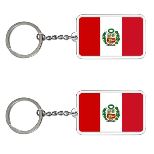 FHZJKJX 2 Pack Peru Flag Keychain Peruvian Key Ring-(Peru)